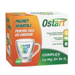 Pachet Ostart Complex Ca+Mg+Zn+Se+D3 20 comprimate + cana, Fiterman